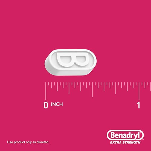 Benadryl Extra Strength Antihistamine Allergy Relief Medicine, 50 mg Diphenhydramine HCl Tablets for Relief of Allergy Symptoms Due to Hay Fever or Other Upper Respiratory Allergies, 24 ct