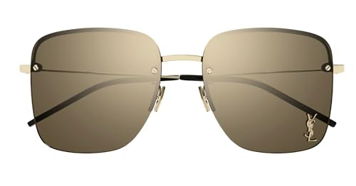 SAINT LAURENT Women's Square Metal Sunglasses, Gold Gold Brown, One Size