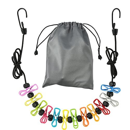 Retractable Portable Clothesline for Travel,Clothing line with 12 Clothes Clips, for Indoor Laundry Drying line,Outdoor Camping Accessories