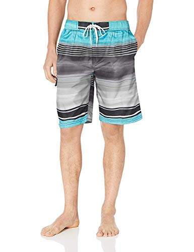 Kanu Surf Men's Flex Swim Trunks (Regular & Extended Sizes), Avalon Black/Aqua, Small