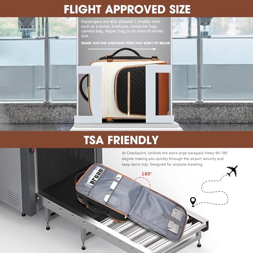 Large Carry On Travel Backpack: Flight Approved 40L Waterproof TSA Personal Item Daypack for Women Weekender Bag fit 17inch Laptop Luggage Backpack Traveling Business with USB Port and 3 Packing Cubes