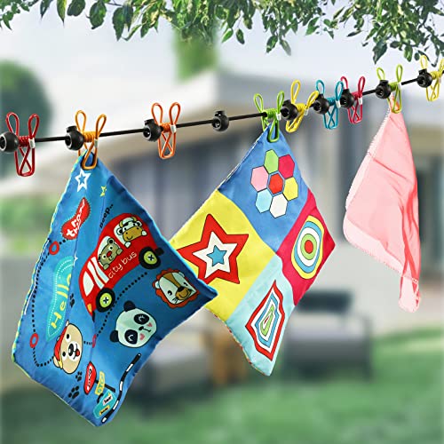 Retractable Portable Clothesline for Travel,Clothing line with 12 Clothes Clips, for Indoor Laundry Drying line,Outdoor Camping Accessories