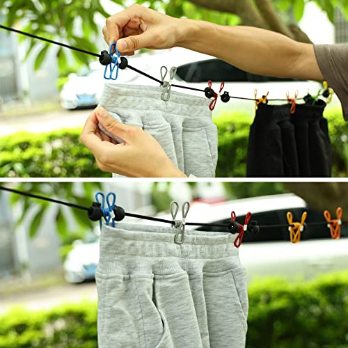 Retractable Portable Clothesline for Travel,Clothing line with 12 Clothes Clips, for Indoor Laundry Drying line,Outdoor Camping Accessories