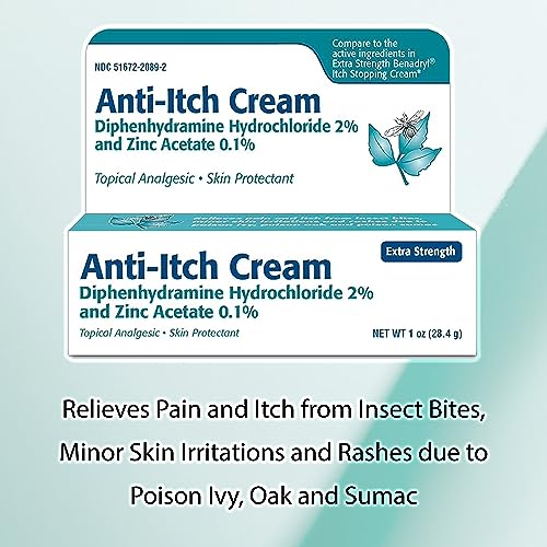 TARO Diphenhydramine Anti Itch Cream for Insect Bites, Skin Irritation and Rashes