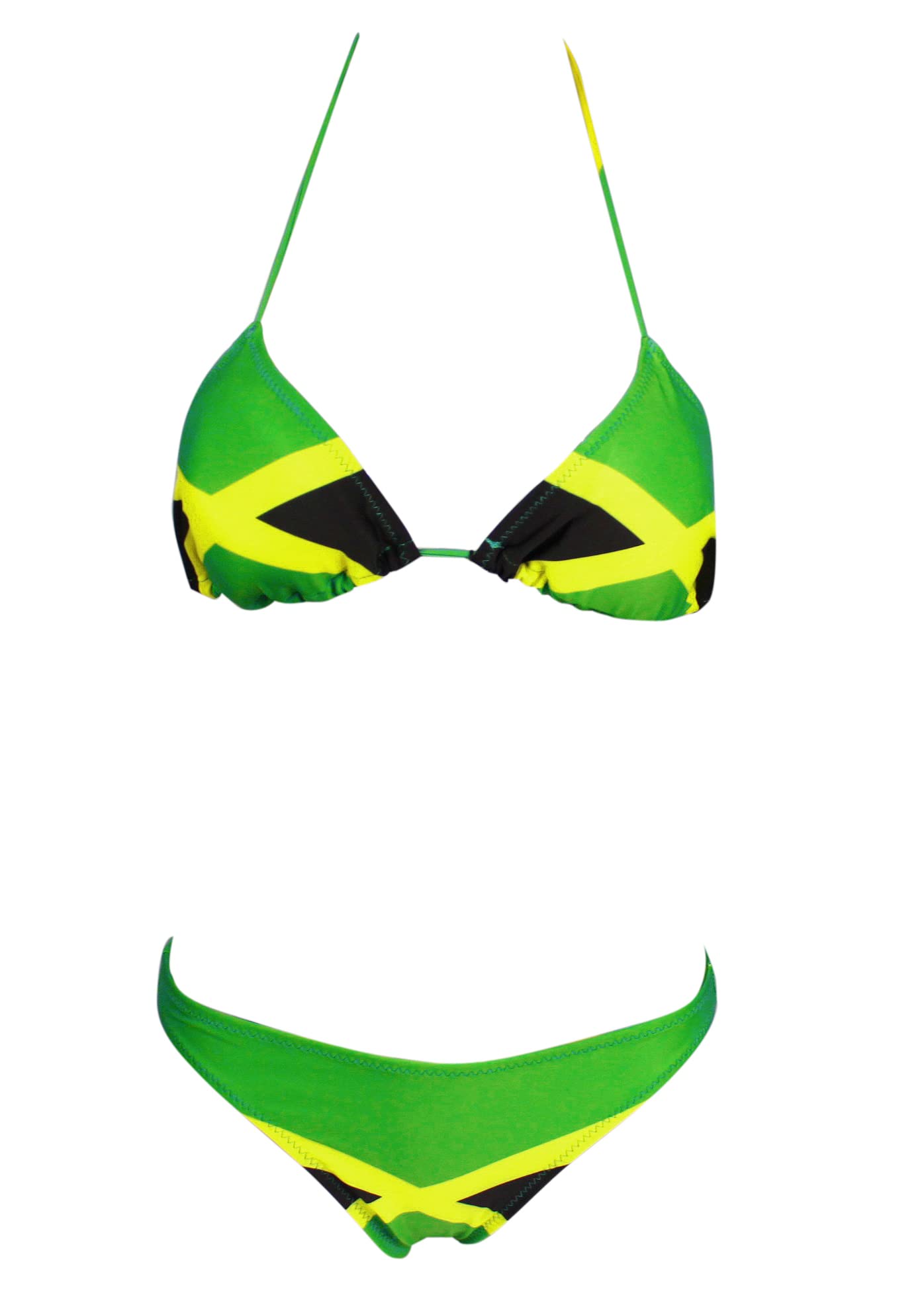 VOARYISA Women's Fashion Caribbean Jamaica Flag Bikini Swimsuit Swimwear (Large/12-14) Green