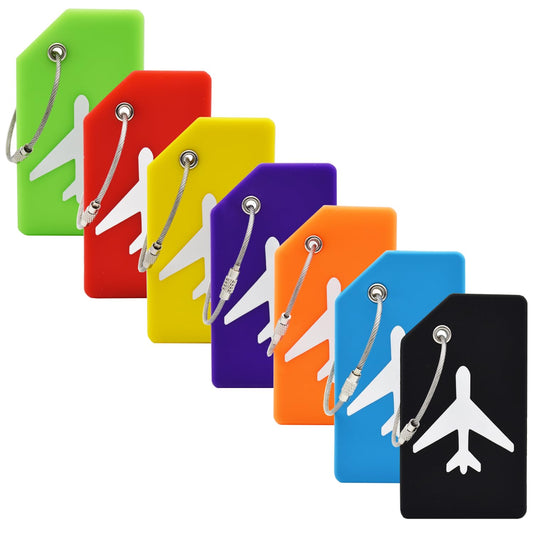 7 Pack Silicone Luggage Tag Baggage Handbag Travel Suitcase Tags with Name ID Card Perfect to Quickly Spot Luggage Suitcase (Multicolor)