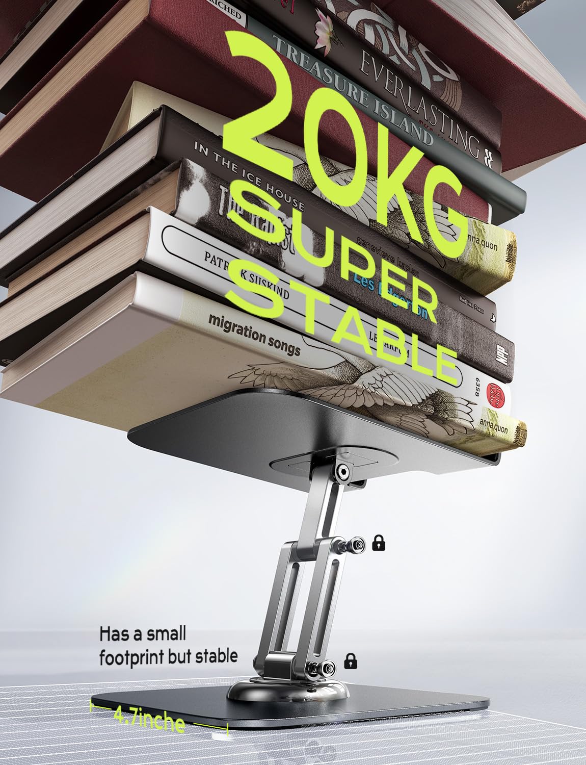 LISEN for iPad Stand Holder Adjustable Tablet Stand for Desk, Portable Monitor Stand Tablet Holder Travel Home Office 2024 iPad Pro Essentials for Table Mount/Monitor/PS/Switch iPhone 15.6"-4.7"