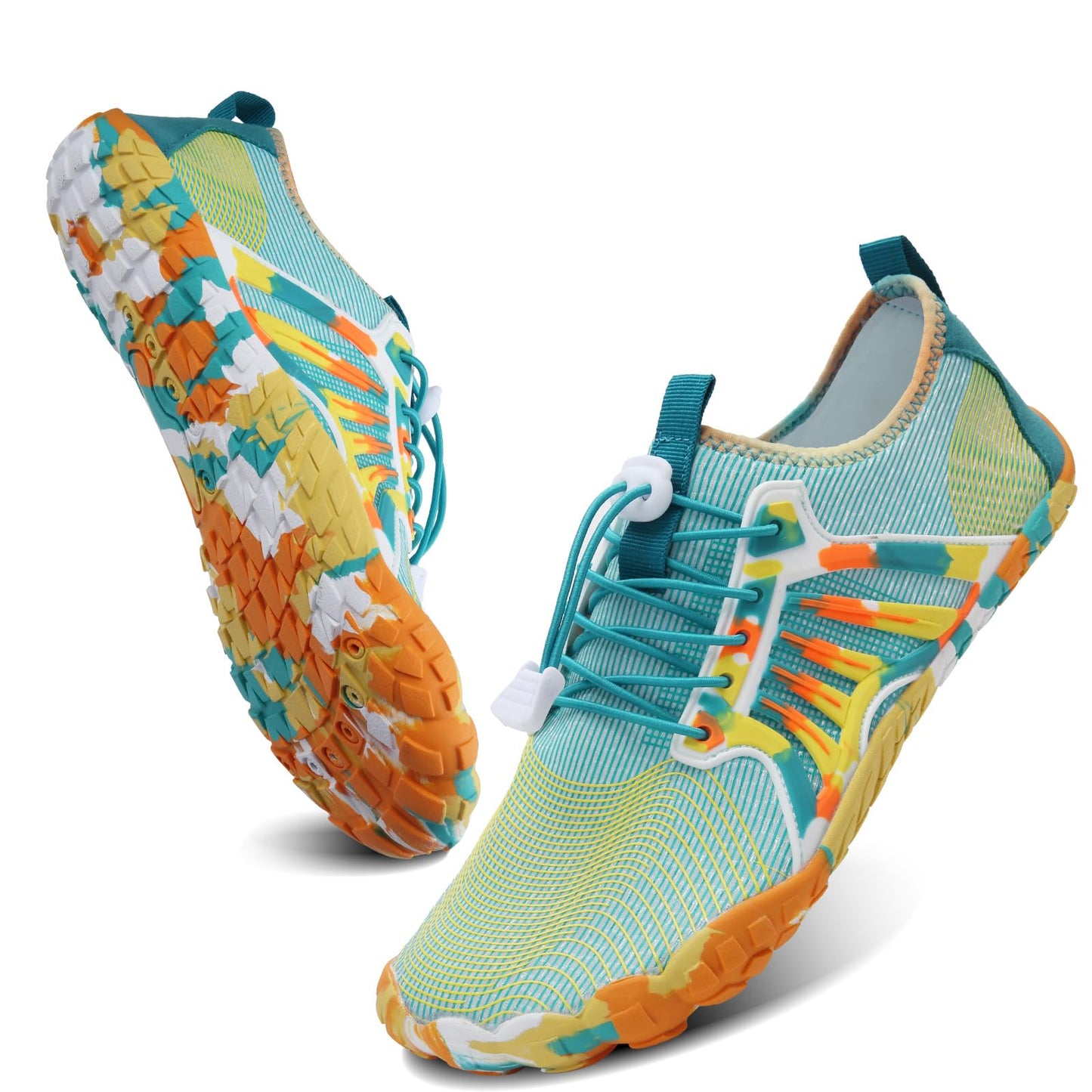 WateLves Water Shoes Men Women Barefoot Quick-Dry Aqua Sock Outdoor Athletic Sport Shoes Kayaking Boating Hiking Surfing(Yellow/Green,42)