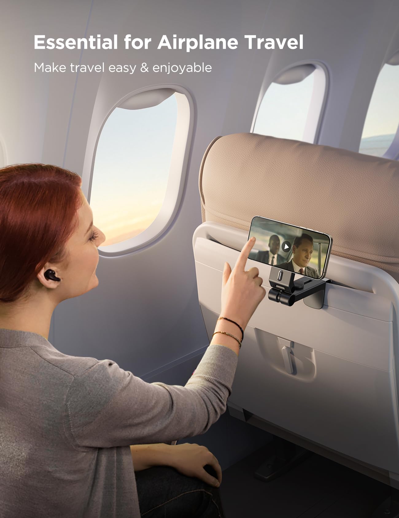 JOYROOM for Magsafe Airplane Phone Holder Travel Essentials,ใ๐๐๐น๐น ๐๐ป๐ด๐น๐ฒ ๐ฅ๐ผ๐๐ฎ๐๐ถ๐ผ๐ปใ Hands-Free Plane Phone Holder, Airplane Travel Accessories for iPhone 15 Pro Max & Magsafe Case