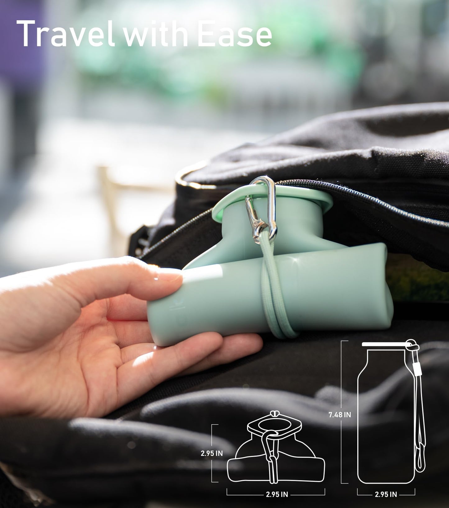 TakeToday Collapsible Water Bottles 20 oz, Leak Proof, BPA Free Foldable Silicone Travel Water Bottle Cups for Taveling, Outdoors, On the go, Sage Green