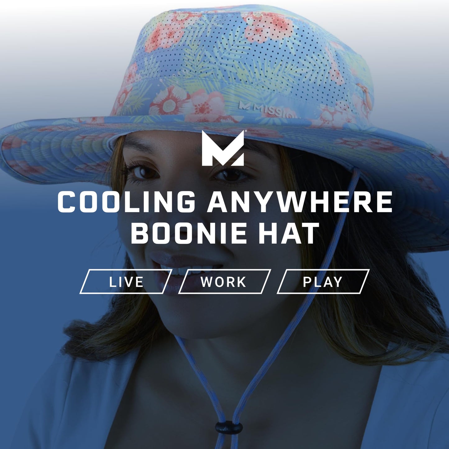 MISSION Cooling Anywhere Boonie Hat, Navy - Unisex Wide-Brim Hat for Men & Women - Lightweight & Durable - Cools Up to 2 Hours - UPF 50 Sun Protection - Machine Washable