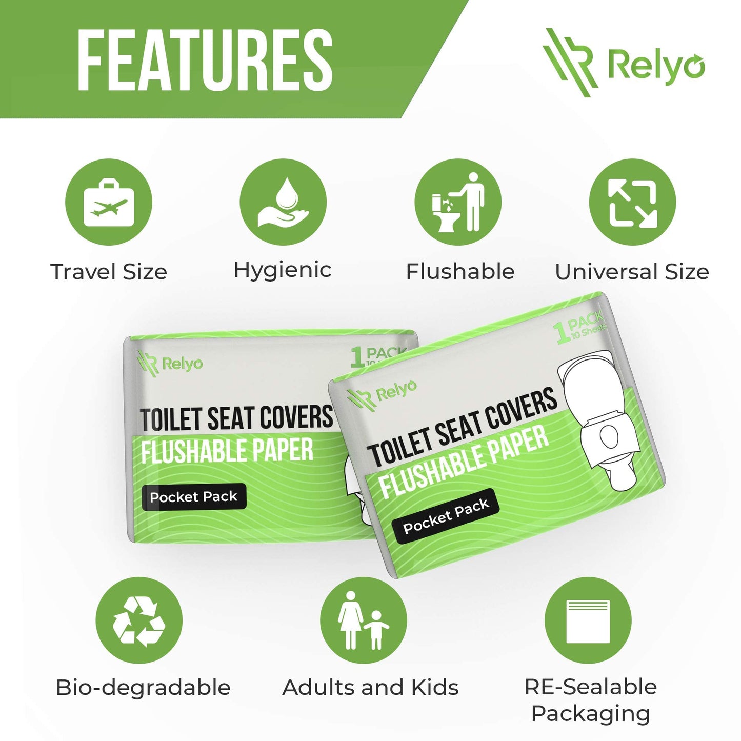 Toilet Seat Covers Paper Flushable (50 Pack) - XL for Adults and Kids Potty Training, 100% Biodegradable Travel Accessories Public Restrooms, Airplane, Camping