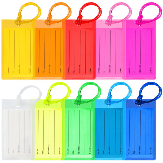 10 Pack Luggage Tags Suitcases PVC Travel Bag & Baggage ID Label Tags Travel Essentials by Sodsay (Mixed Colors)