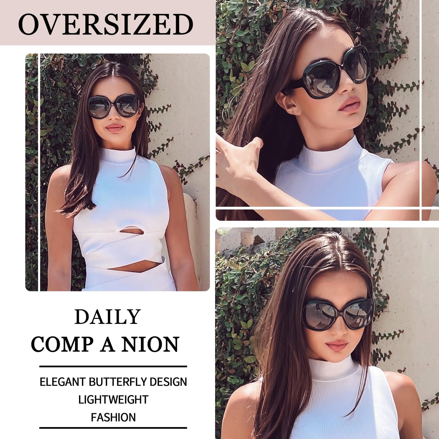 Joopin Oversized Sunglasses Womens Trendy, Polarized Big Black Sun Glasses for Woman UV Protection, Retro Ladies Large Square Shades Sunnies