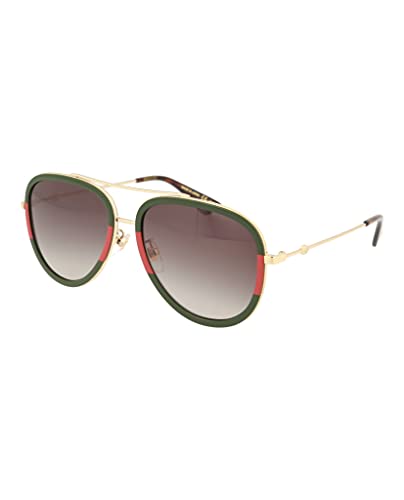 Gucci Pilot Urban Web Block Aviator Sunglasses, Gold/Green, One Size