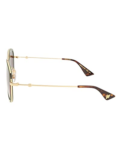 Gucci Pilot Urban Web Block Aviator Sunglasses, Gold/Green, One Size