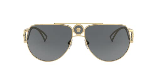 Versace VE 2225 100287 Gold Metal Aviator Sunglasses Grey Lens