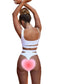 Lilosy Cutout Shoulders High Waisted Cut Leg Thong Brazilian Bikini Swimsuit Set Women Cheeky Bottom Bathing Suit 2 Piece Out White Medium