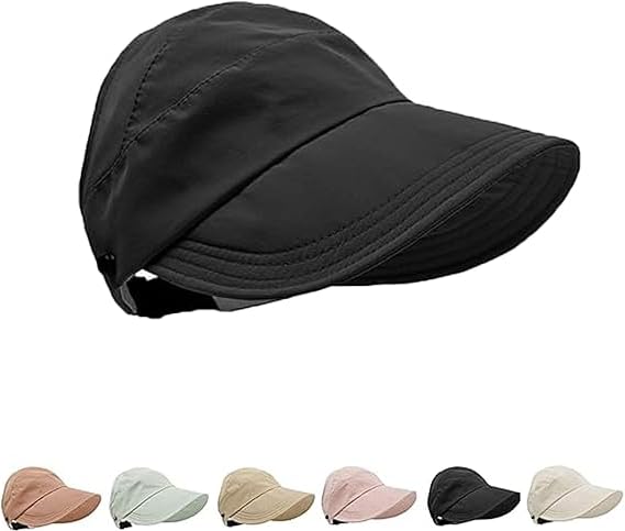 Outdoor Uv Protection Hollow Top Sun Hat, Women's Large Brim UV Protection Empty Top Sun Hat, Wide Brim Hats (One Size, 1)