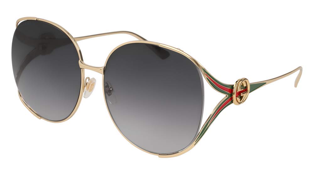 Gucci Oval Sunglasses GG0225S 001 Gold 63mm 0225