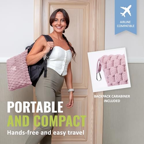 BOACAY Packable Travel Blanket for Airplane, Car - Compact Office Blanket - Portable Pillow for Adults, Kids with Case, Luggage Sleeve, Backpack Clip