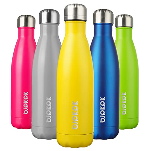 BJPKPK Insulated Water Bottles -17oz/500ml -Stainless Steel Water bottles, Sports water bottles Keep cold for 24 Hours and hot for 12 Hours,BPA Free water bottles,Goldenrod