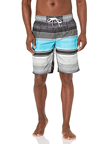 Kanu Surf Men's Flex Swim Trunks (Regular & Extended Sizes), Avalon Black/Aqua, Small