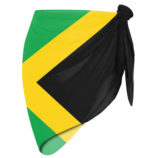 Heucapc Women's Jamaican Flag Beach Sarongs Sheer Cover Ups Sarong Bikini Wrap Sheer Short Skirt Chiffon Scarf for Pool Vacation