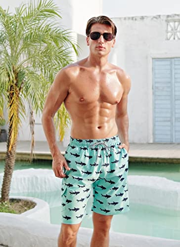 APTRO Men's Swim Trunks 9" Quick Dry Bathing Suit Big & Tall Beach Swimsuits #139 Shark L