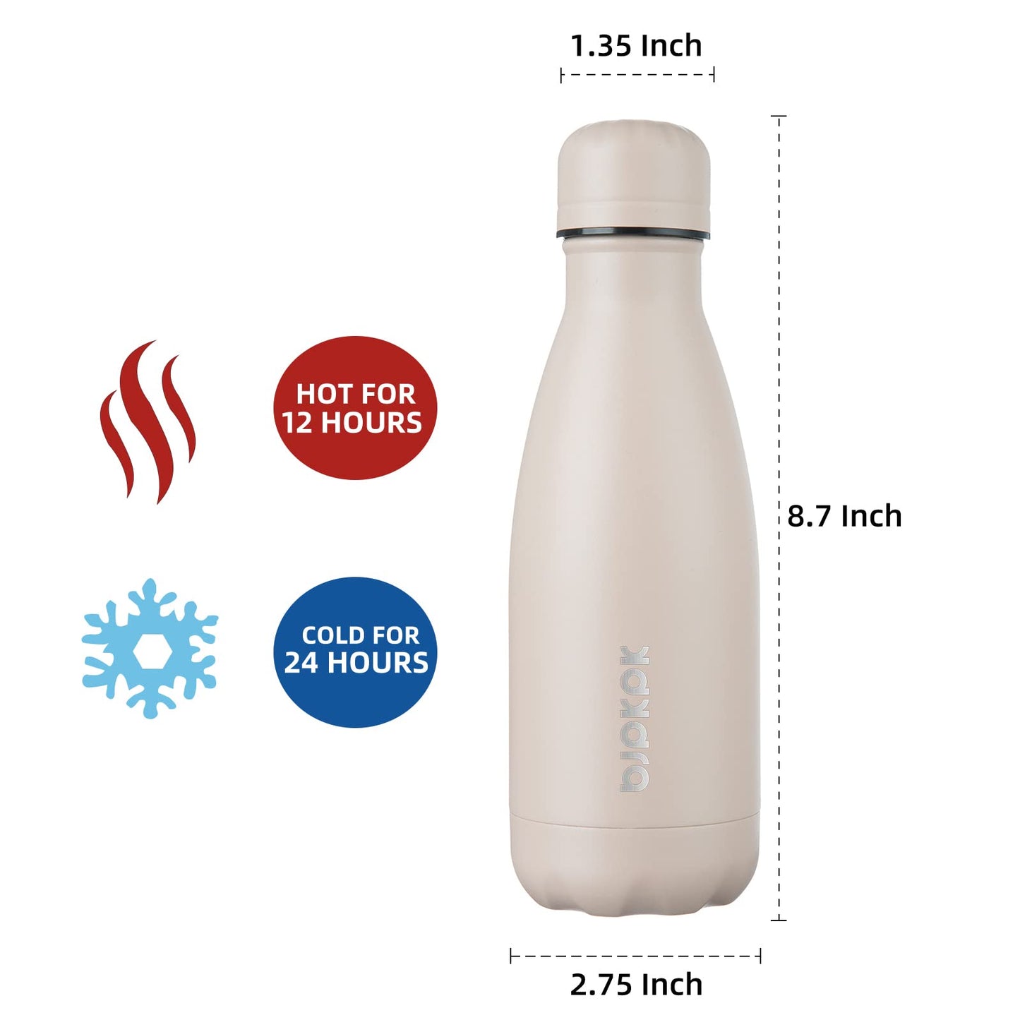 BJPKPK Water Bottles Stainless Steel Insulated Water Bottle 12oz Small Water Bottles For Travel,Apricot