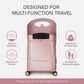 MiaMily 4-Wheel Carry On Luggage with Seat for Kids with Seat Belt, Waterproof Pocket, Adjustable Handle, and Hard Body with 43 Liter Capacity, Dusty Pink