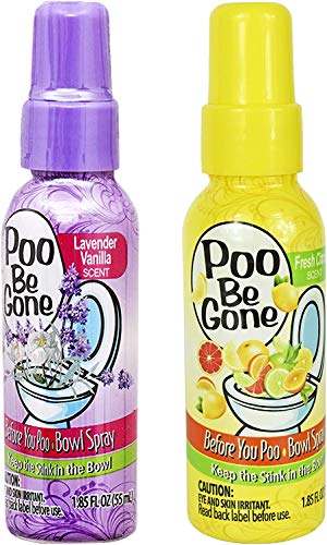 Poo Be Gone Toilet Spray 1.85oz - Before You Go Toilet Bathroom Deodorizer 2 Pack (Lavender & Citrus)