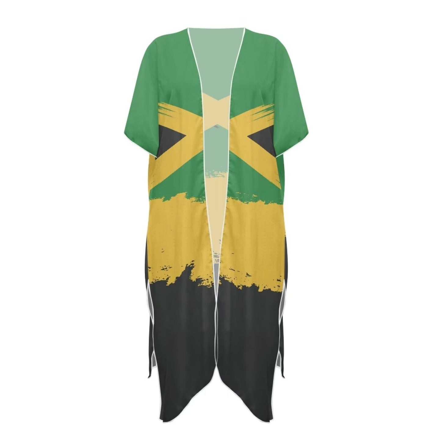 Spowatriy Jamaica Flag Women's Swimwear Cover Ups Kimono Bikini Bathing Suit Cover Ups Summer Cardigan