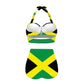 Yewattles Sexy Bikini Sets Self-Tie Halter Straps Top and Ruched Green Jamaica Flag Set of 2 Lingerie Swimsuit for Women Breathable Quick Dry Bathing Suit