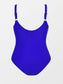 CUPSHE Women's Plus Size One Piece Swimsuit V Neck Mesh Sheer Tummy Control Bathing Suit 1X, Blue