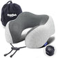 napfun Neck Pillow for Traveling, Upgraded Travel Neck Pillow for Airplane 100% Pure Memory Foam Travel Pillow for Flight Headrest Sleep, Portable Plane Accessories, Light Grey