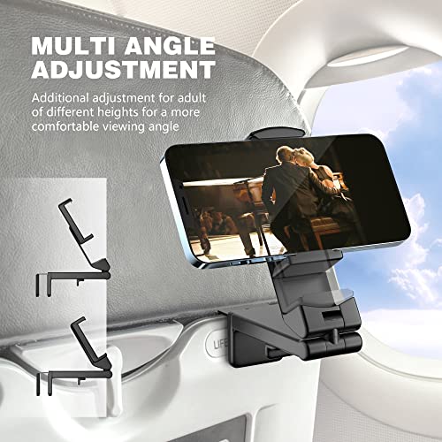 Perilogics Universal in Flight Airplane Phone Holder Mount. Hands Free Viewing with Multi-Directional Dual 360 Degree Rotation. Pocket Size Must Have Airplane Travel Essential Accessory for Flying