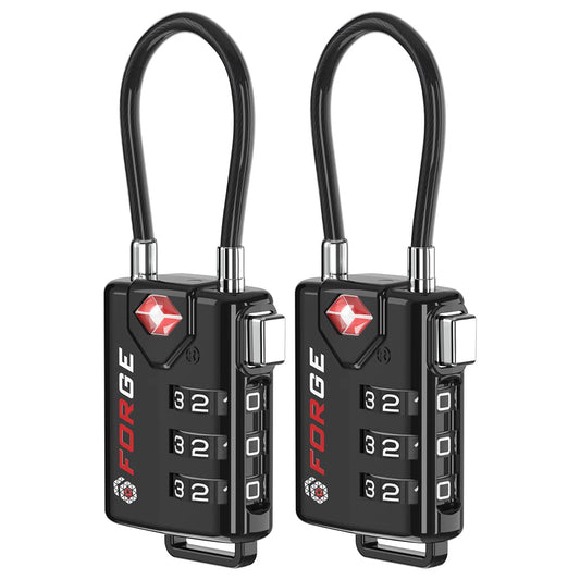 TSA Approved Cable Luggage Locks, Re-settable Combination with Alloy Body