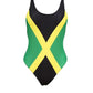 YELAIVP Women's Caribbean Jamaica Flag Padded One Piece Swimsuits Scoop Neck High Cut Low Back Bathing Suit Bodysuit for Women