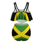 Jamaica Flag Plus-Size Ruffled Top 2 Piece Tankini Swimsuits for Women Bathing Suits with Ruched High Waisted Bikini Bottom Swimsuit-XL