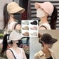 Outdoor Uv Protection Hollow Top Sun Hat, Women's Large Brim UV Protection Empty Top Sun Hat, Wide Brim Hats (One Size, 1)