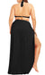 Fadalo Plus Size Spaghetti Strap Cover Up Beach Backless Wrap Long Dress (5X-Large, Black)