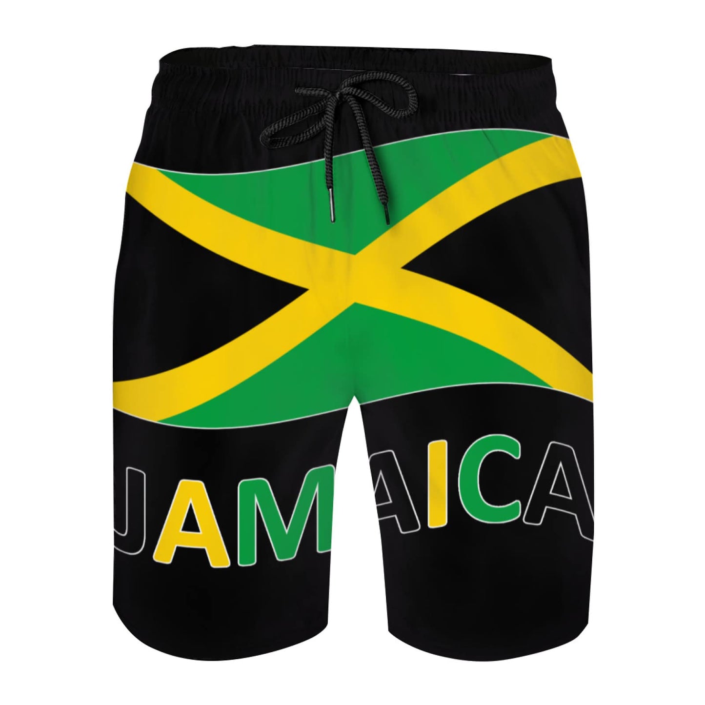 CUTEDWARF Men's Board Shorts Jamaican Flag Swim Trunks Summer Beach Shorts White, Large