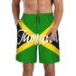 KAMQUERENCE Jamaica White Men's Swim Trunks Men's Swimsuit Quick Dry Board Shorts with Mesh Lining Beach Shorts Large