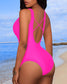 Aqua Eve Women Sexy One Piece Swimsuits Plunge Deep V Neck Cutout Bathing Suits Hot Pink Large