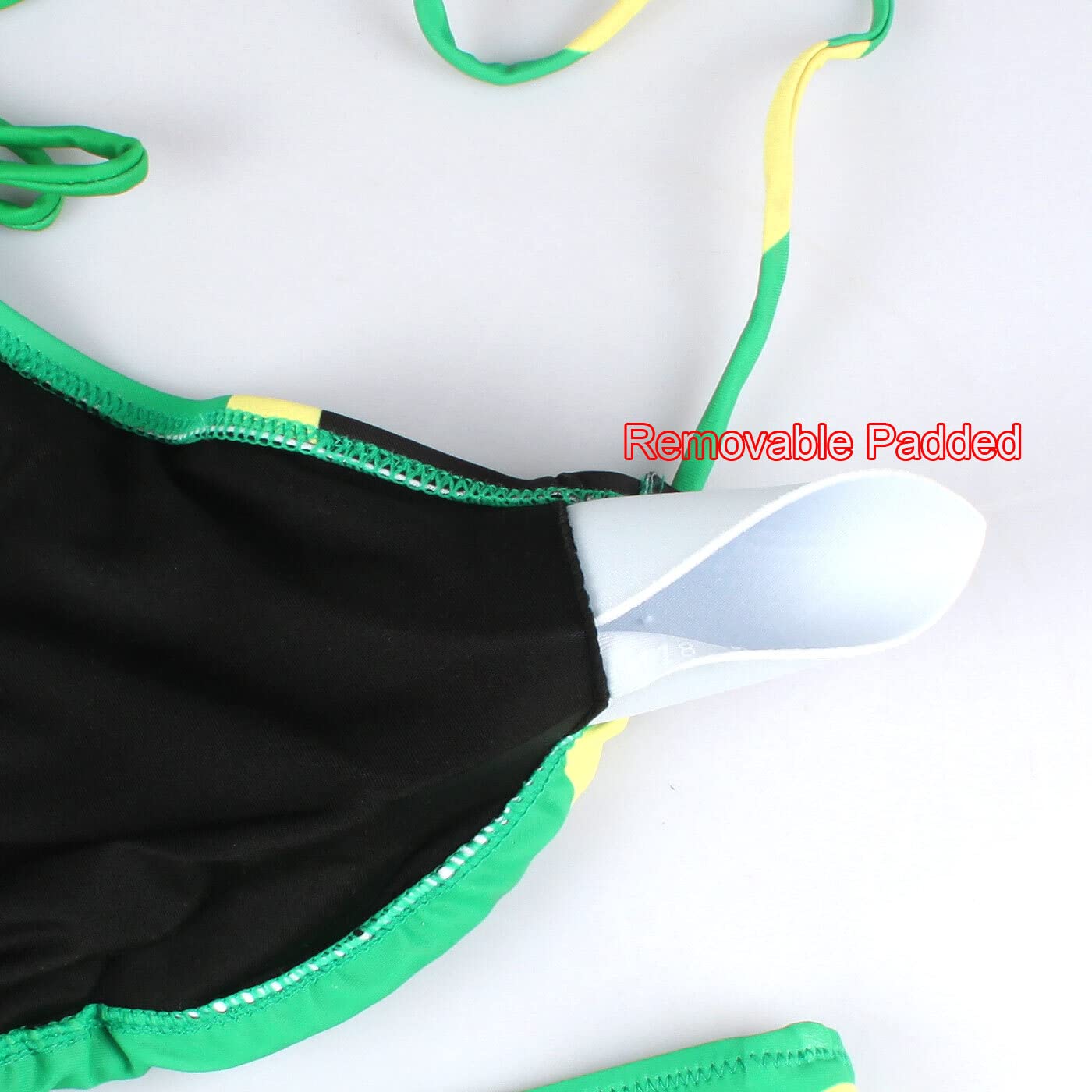 VOARYISA Women's Fashion Caribbean Jamaica Flag Bikini Swimsuit Swimwear (Large/12-14) Green