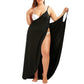 Fadalo Plus Size Spaghetti Strap Cover Up Beach Backless Wrap Long Dress (5X-Large, Black)