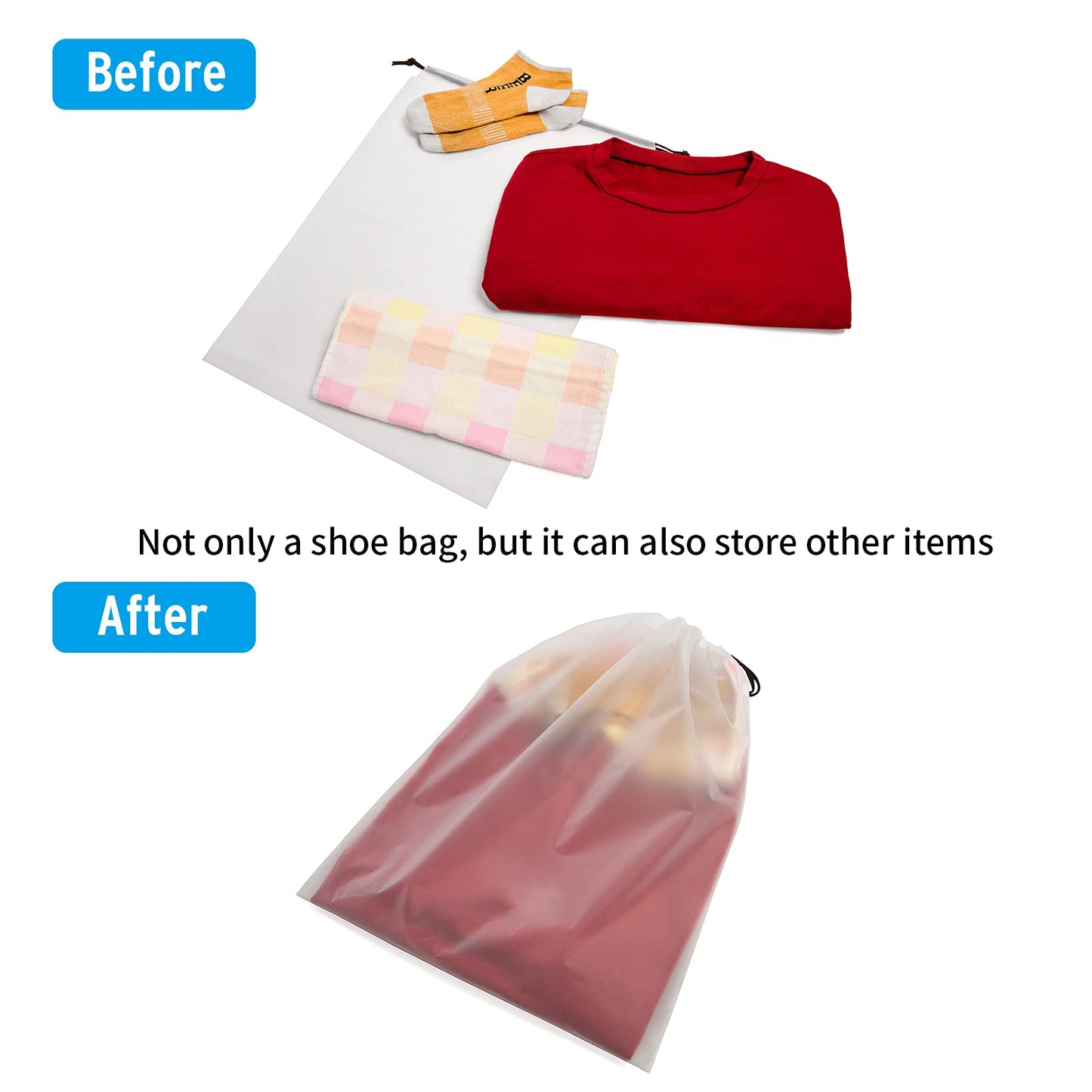 Vorspack Transparent Shoe Bags for Travel Large Clear Shoes Organizers Storage Pouch with Rope for Men and Women 13 Pack