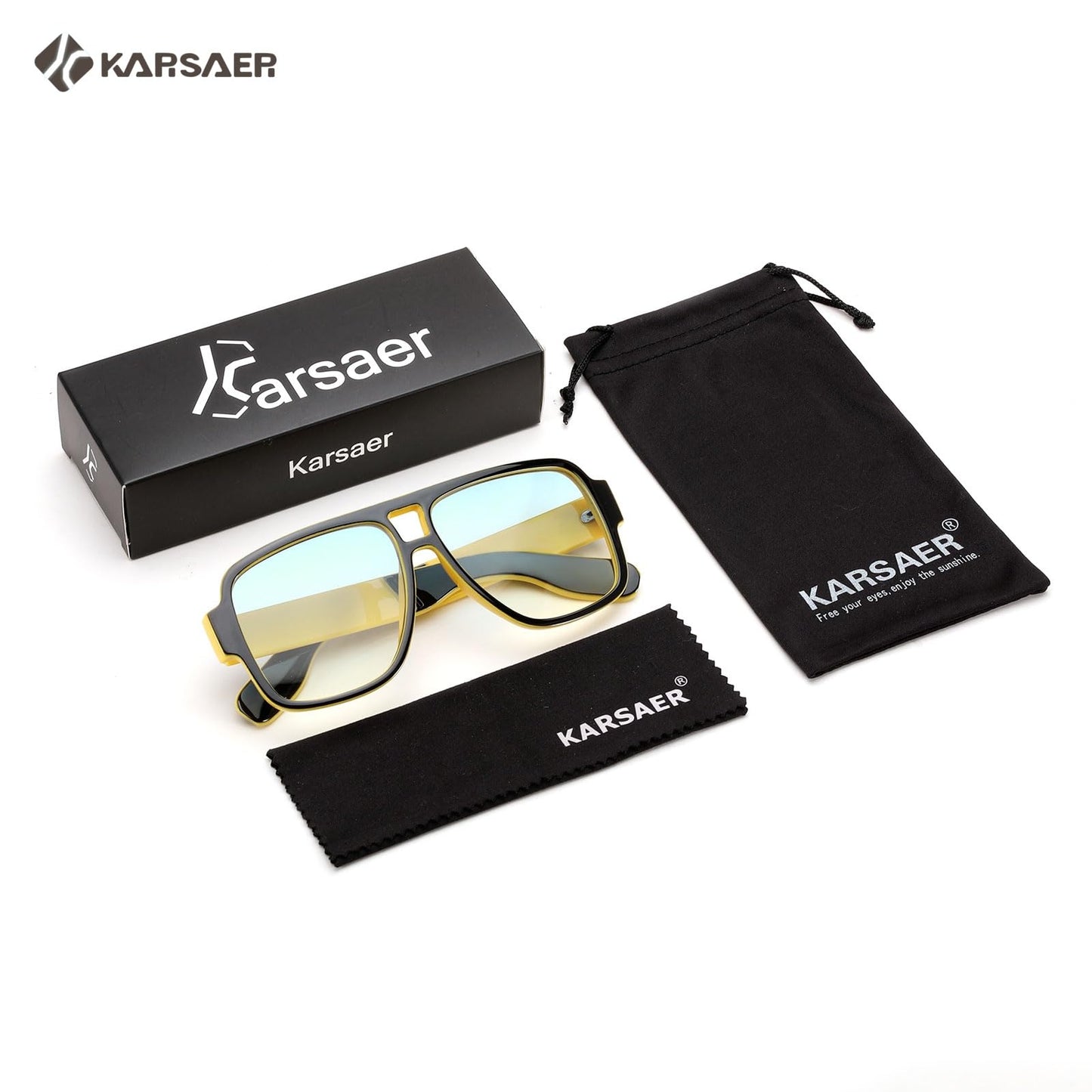 Karsaer Vintage 70s Style Aviator Sunglasses for Men Women Double Bridge Square Thick Retro Pilot Sunglasses K7123