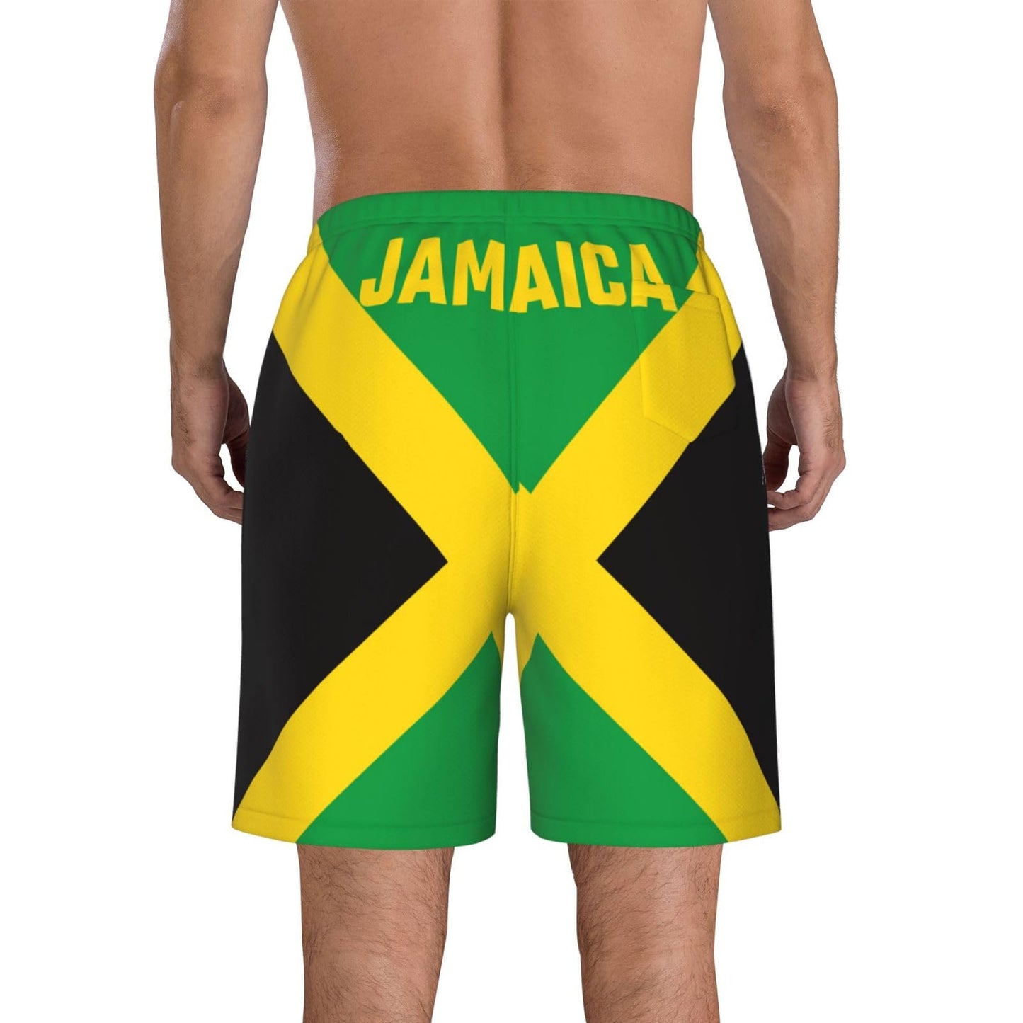 Dsiflylife Mens Swim Trunks Jamaica Flag Mens Board Shorts Quick Dry Beach Shorts with Mesh Lining Drawstring Elastic (US, Alpha, Large, Regular, Regular, Jamaica)